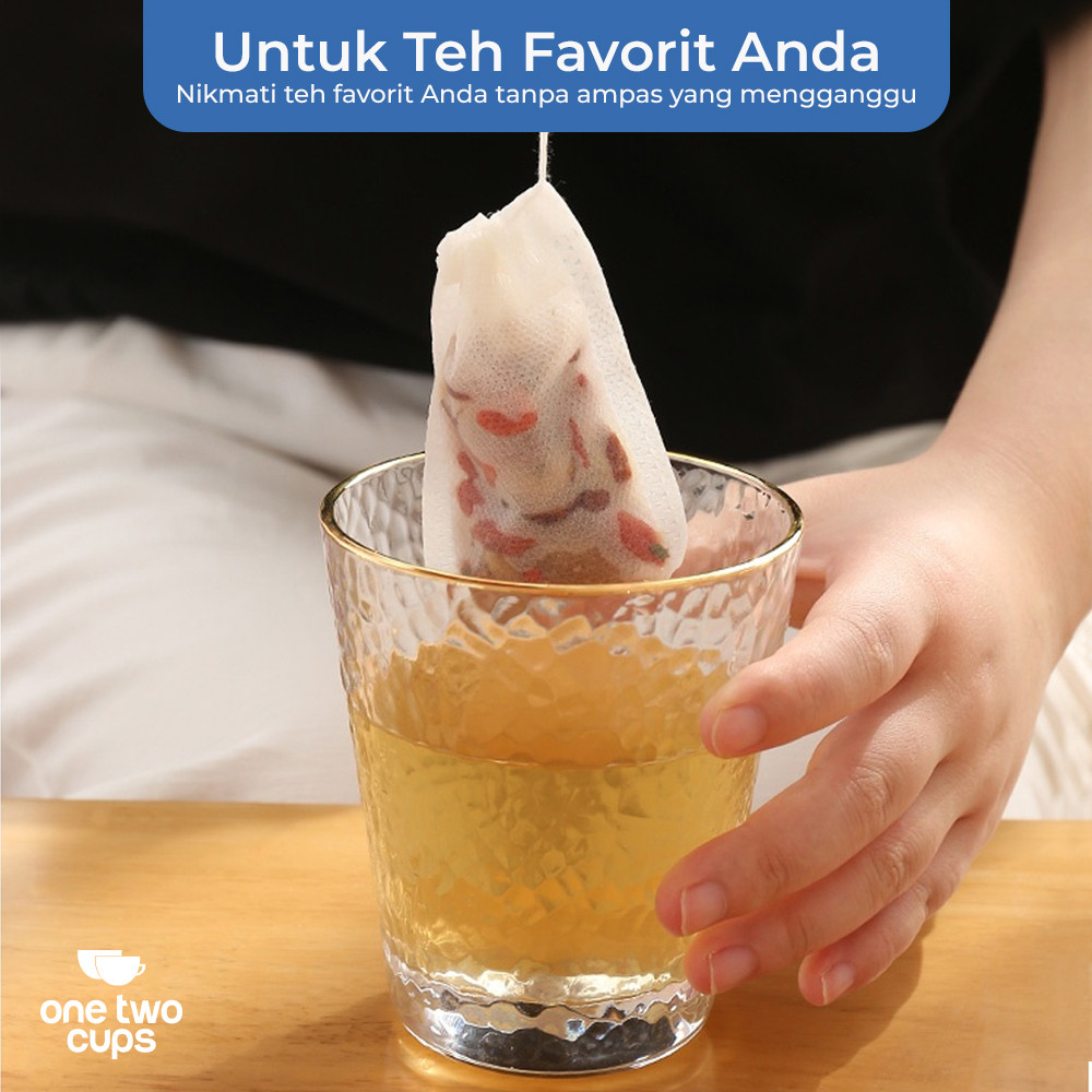 One Two Cups Kantong Teh Filter Saringan Tea Bag Disposable 100 PCS Wadah Teh Celup - M100