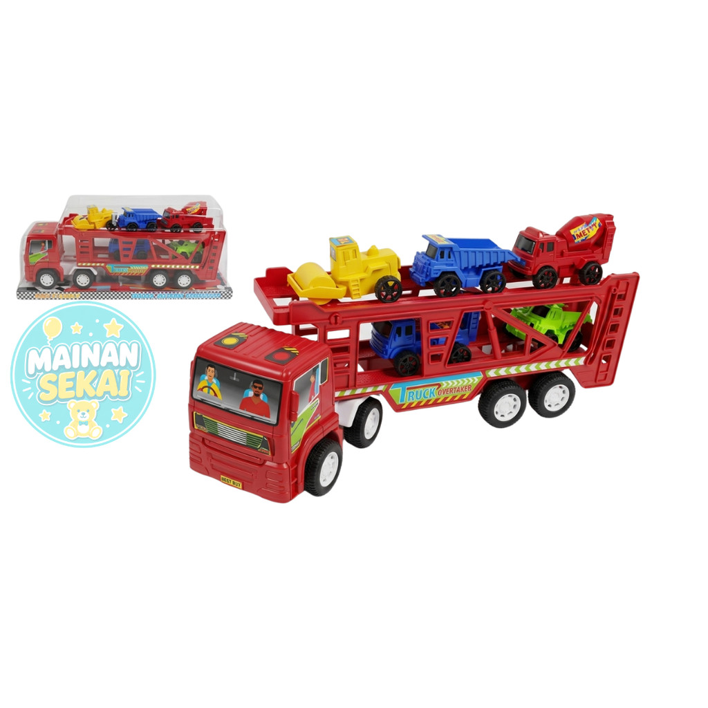 MAINAN ANAK TRUK KONTAINER PENGANGKUT MOBIL MINI ST2111