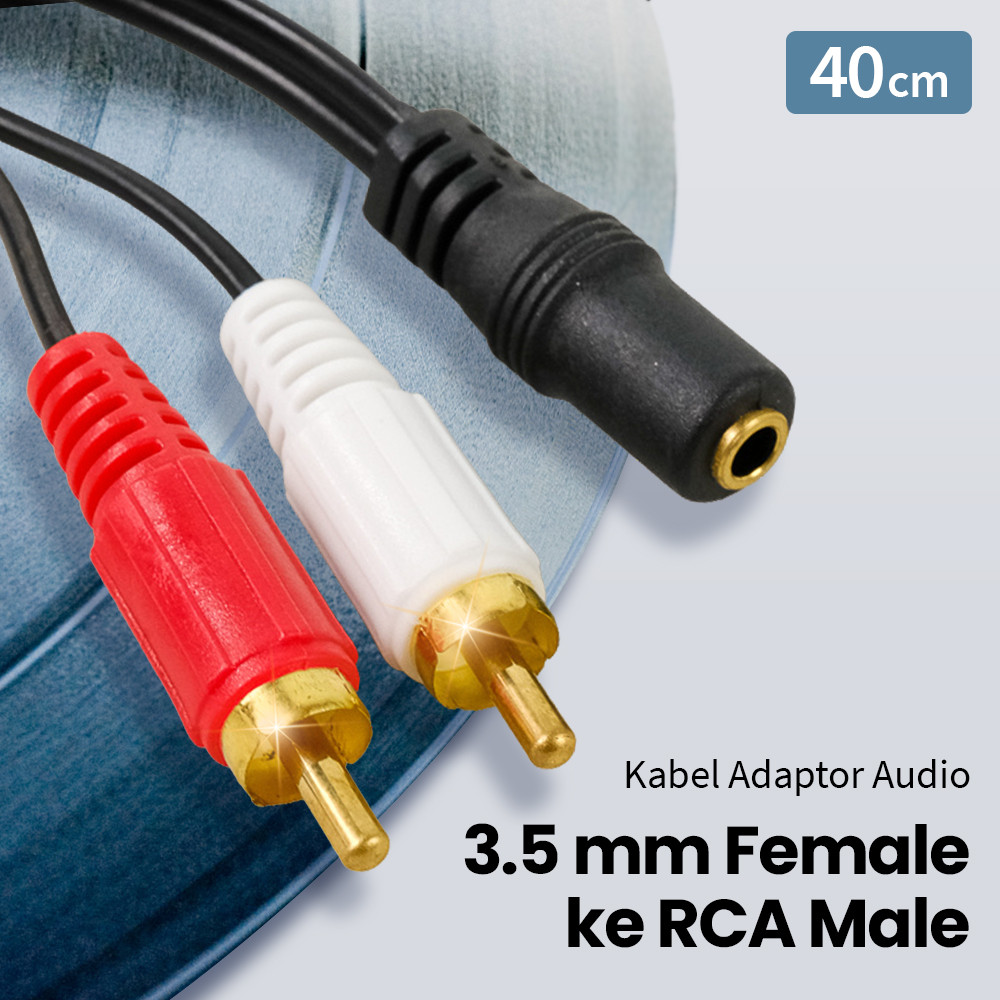 Kabel Adapter Audio Jack ke RCA Converter Penghubung Speaker Amplifier TV Laptop Stereo Universal
