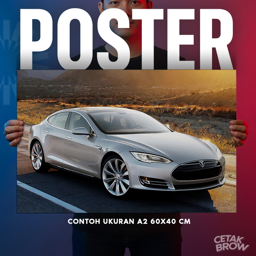 Poster Tesla Model S Plaid Stealth Bisa Cetak Custom Hiasan Dinding Kamar Cowo Otomotif EV Performan