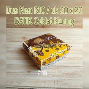 Dus Nasi R10 Motif Batik Coklat Kuning Box Nasi uk 20 x 20 Motif