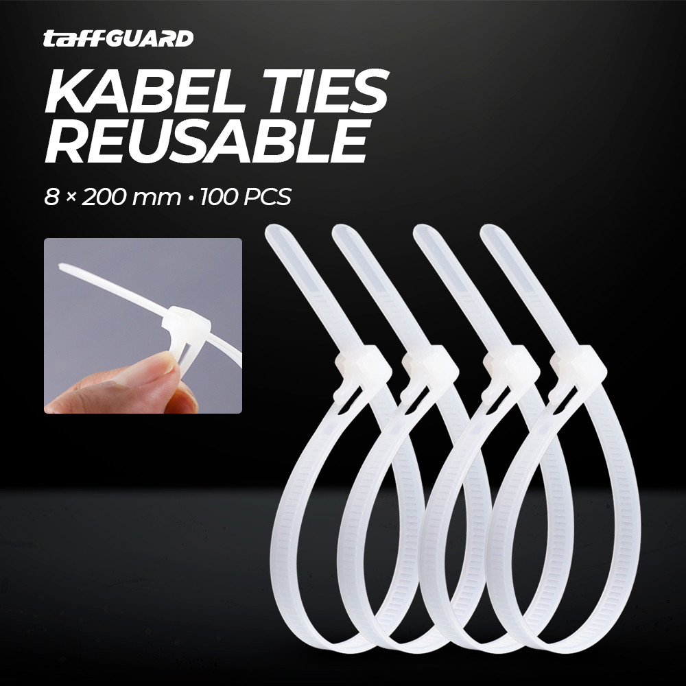 TaffGUARD Kabel Ties Zip Cable Organizer Reusable 8x200mm 100 PCS - NL816