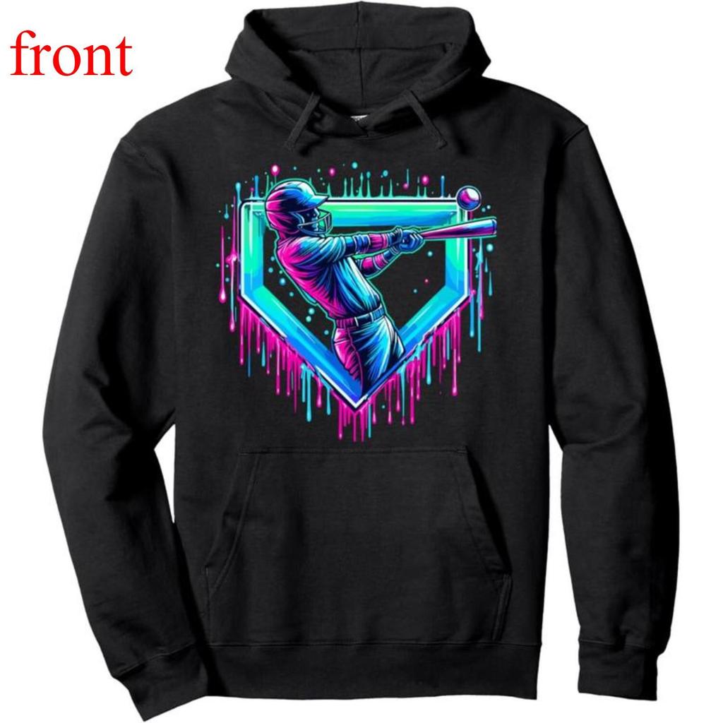 Baseball Player Drip Dripping Ice Cream  Pullover Hoodie Hoodie Cotton Fabric