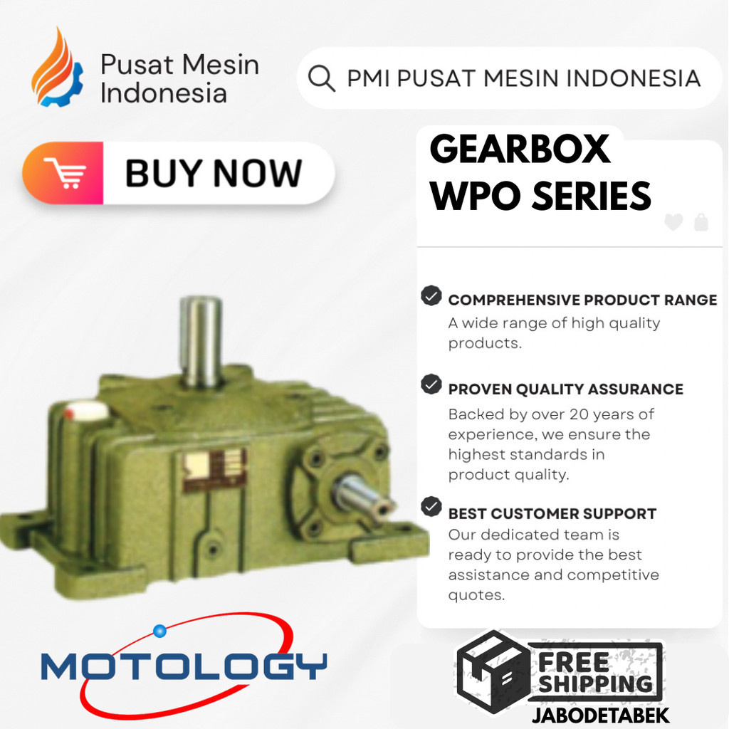 GEARBOX MOTOLGY WPO 100 RATIO 1:10-60/ GEARBOX WPO/ GEARBOX SPEED REDUCER WPO/ GEARBOX REDUCER/ WORM