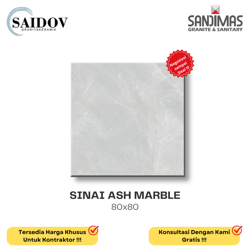 SANDIMAS LANTAI GRANIT SINAI ASH MARBLE 80X80 POLISHED