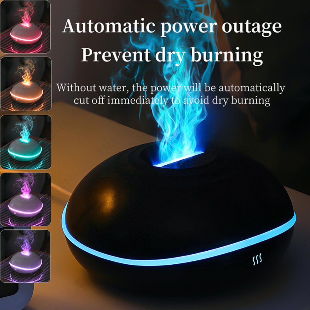 7-color Flame Wood Grain Crack Aromatherapy Machine Mini USB Air Ultrasonic Atomization Humidifier