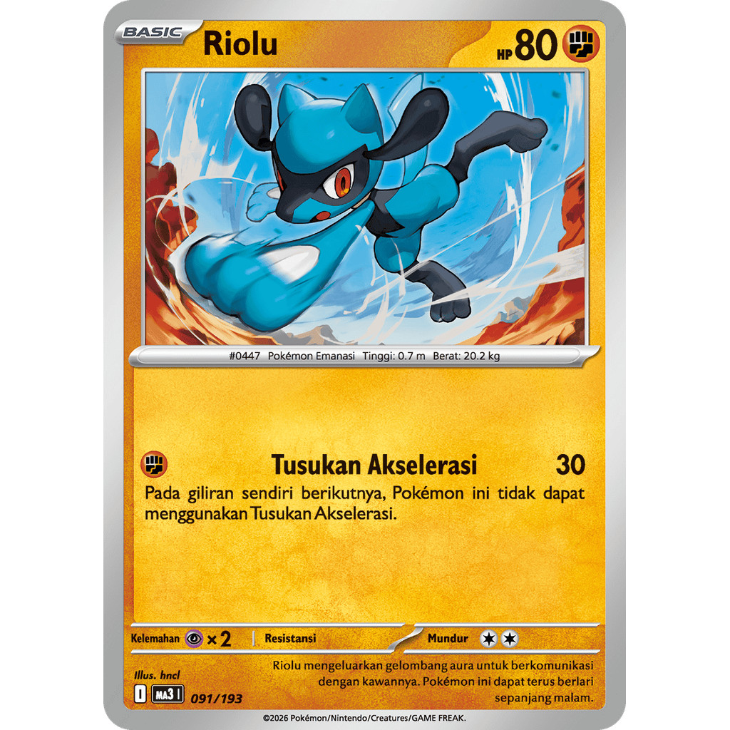 ID Riolu 091/193 MA3 Evolusi Mega Impian ex | Kartu Pokemon TCG