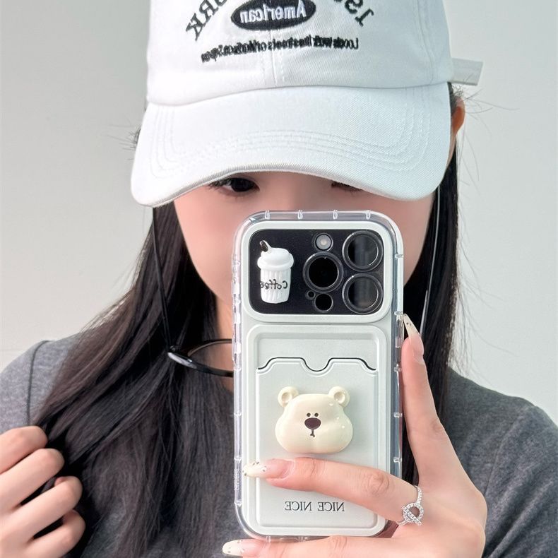 Beruang Soft Kopi Card Holder Case Realme C67 C75 C65 C61 15T 5G C85 C75 C63 C75X C71 Note 60 60X 12