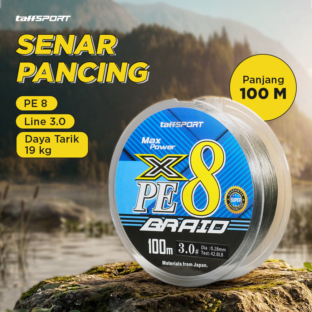 Senar Pancing PE 8 Braided 100M Kuat Lentur Halus Tahan Gesek Casting Galatama Laut Kolam Ikan Besar