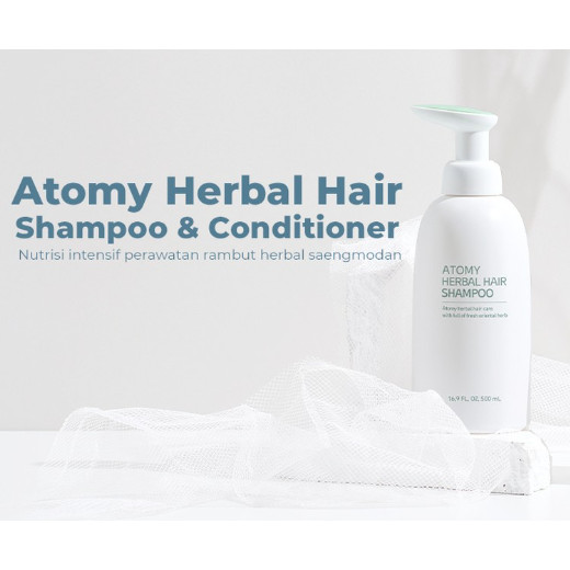 ATOMY HERBAL HAIR SHAMPO isi 500ml | membantu memperkuat rambut, mengurangi kerontokan, serta mengem