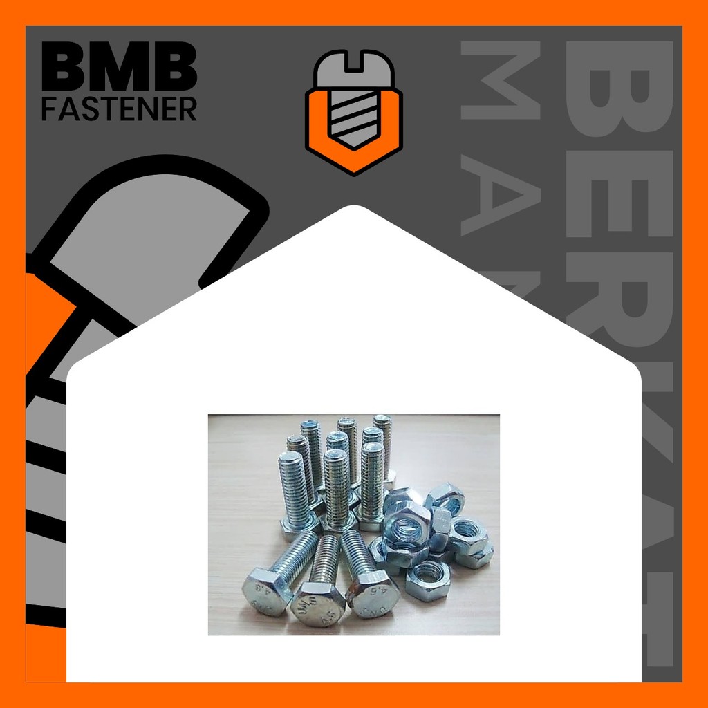 Baut Mur Putih M8 X 16 Kunci 13 Baud HEX