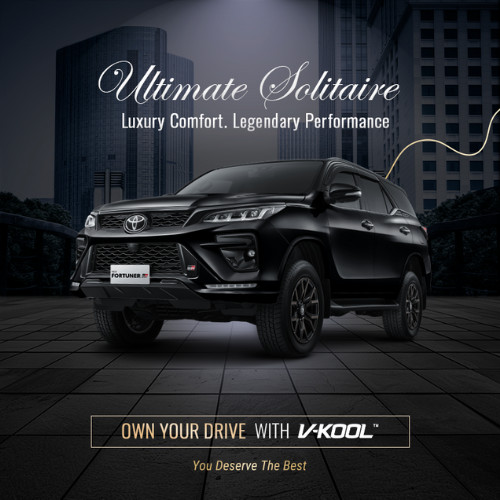Kaca Film V-KOOL Ultimate Solitaire TOYOTA FORTUNER VRZ >2016 Depan VK30