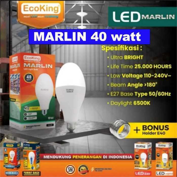 Lampu Jalan 40W Led Bulb Marlin Ecoking 40 Watt E27 Dan E40