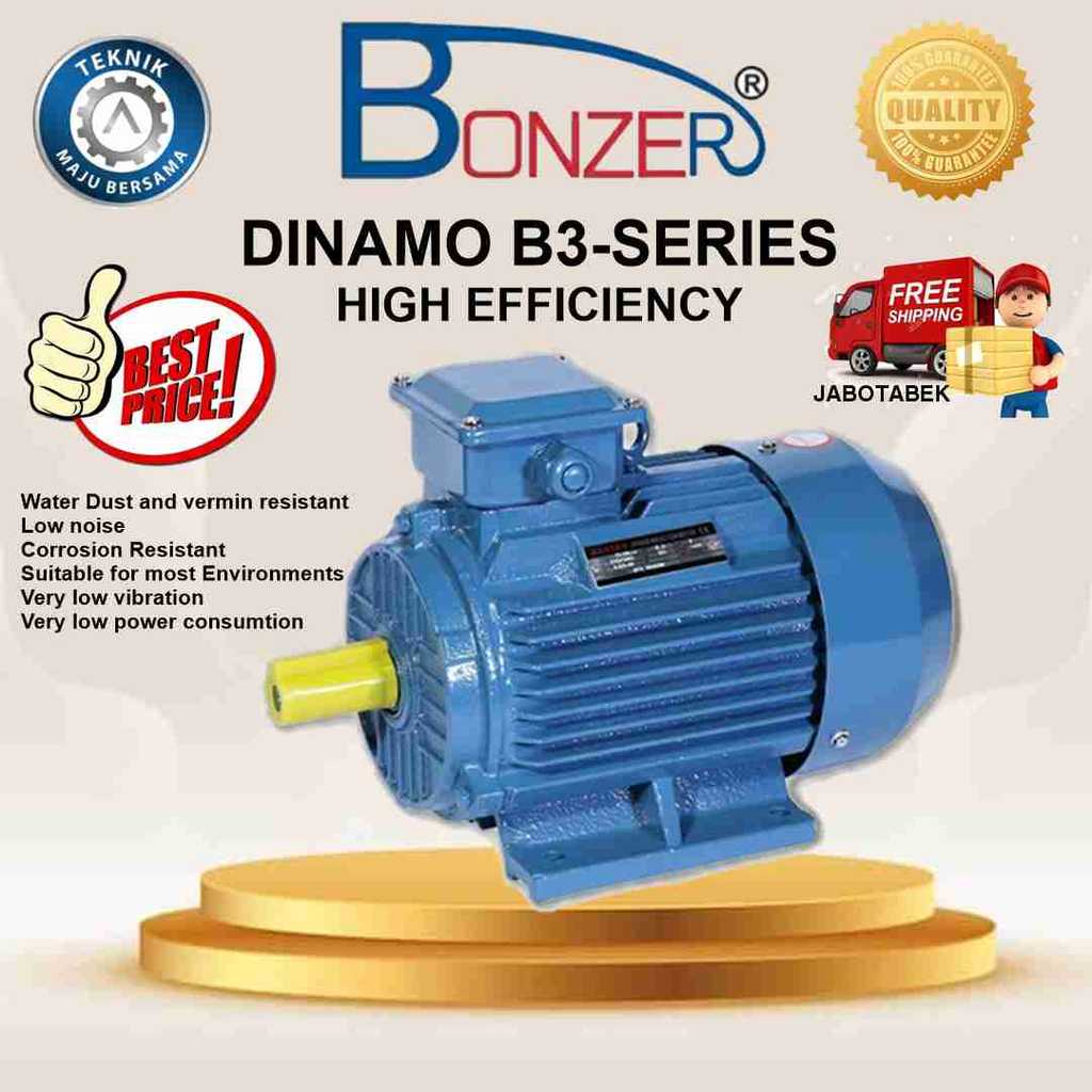 BONZER DINAMO INDUCTION MOTOR B3 
4P 1500RPM 4KW 5,5HP FRAME 112M 3PHASE, 50/60HZ INSULATION CLASS F