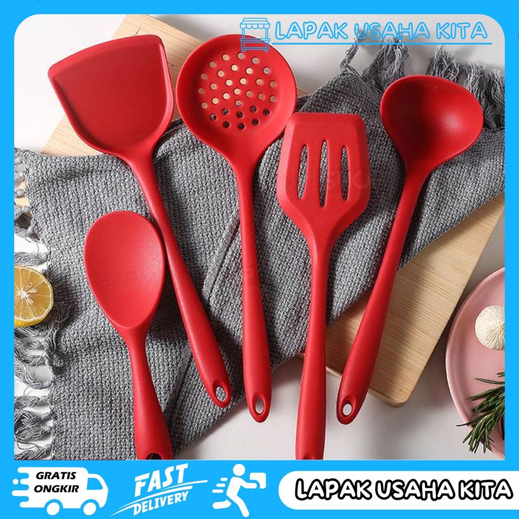 SPATULA SILIKON SUTIL SILICONE KITCHEN TOOL SET TEFLON WAJAN MASAK ANTI LENGKAT TAHAN PRIVASI AMAN