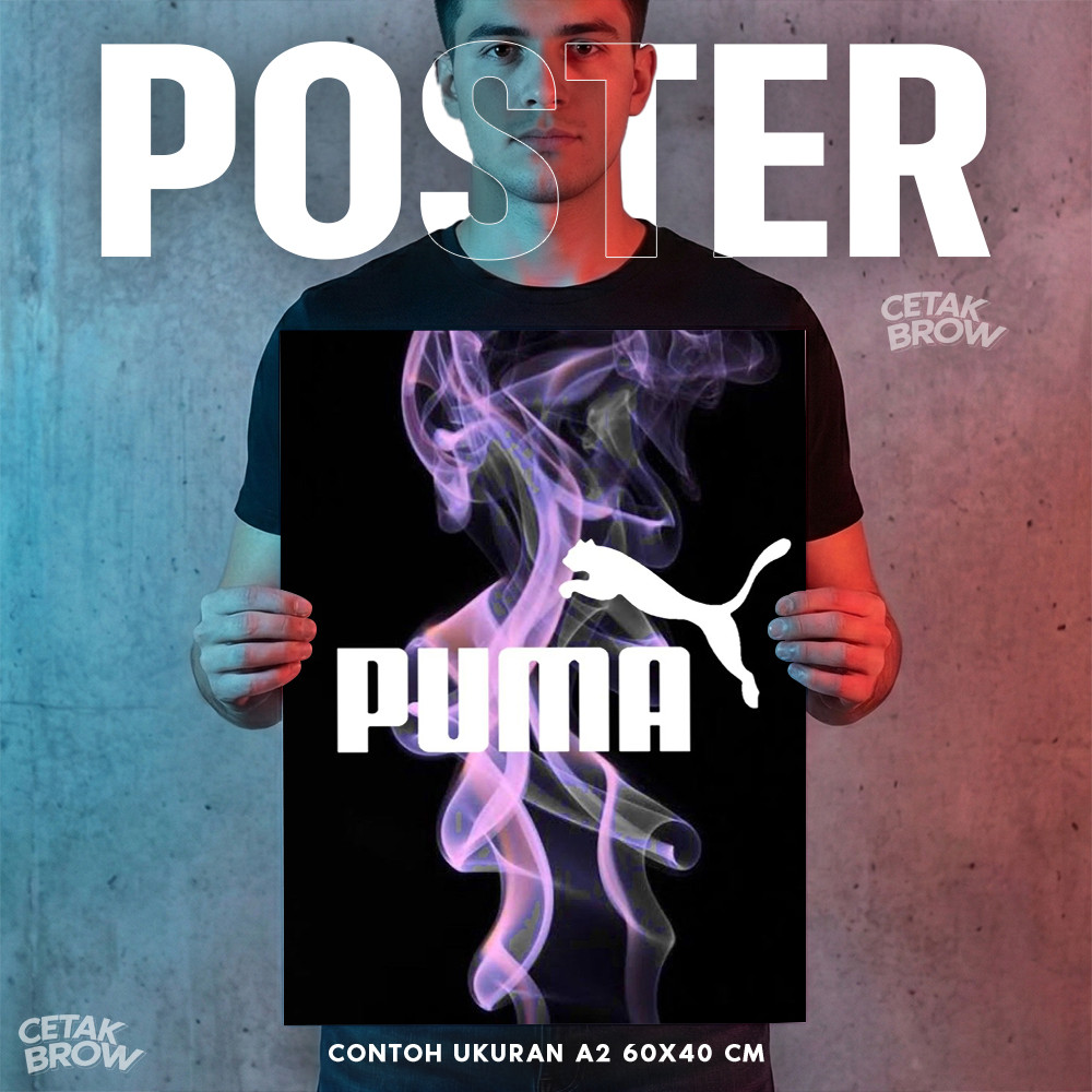 Poster Puma Logo Cat Hiasan Dinding Kamar Cowok Dekorasi Gym Rumah Minimalis Estetik Pro