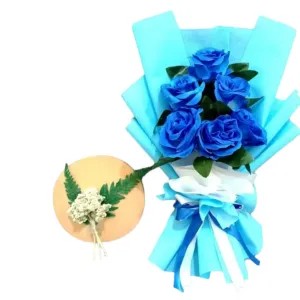 Buket Bunga Mawar Biru Artificial 1kg