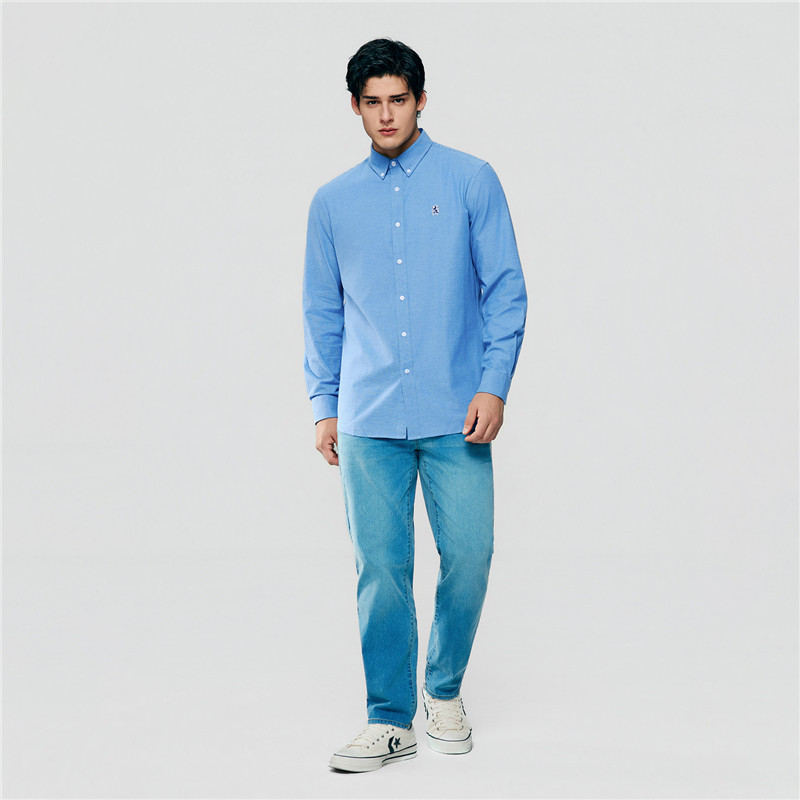 Giordano Men's Long Sleeve Mini Lion Shirt 0104607330