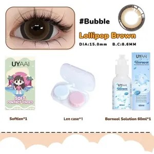 UYAAI Lensa kontak Minus -6 Lolipop Brown Paket Cairan+Len case 200g