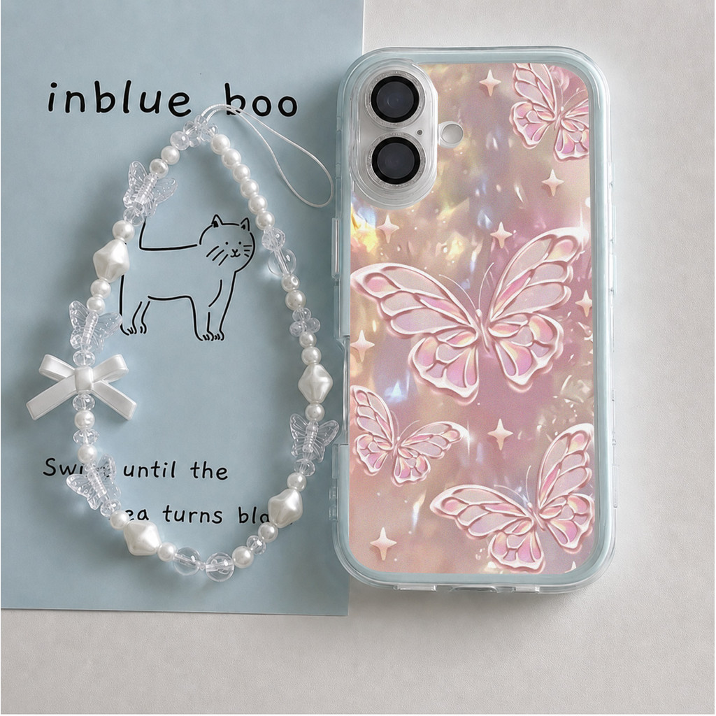 Kupu-Kupu Hologram Mewah Aesthetic Casing Hp Iphone 17 Pro Max 13 Pro Max15 Plus 15 Pro Max 11 14 Pr