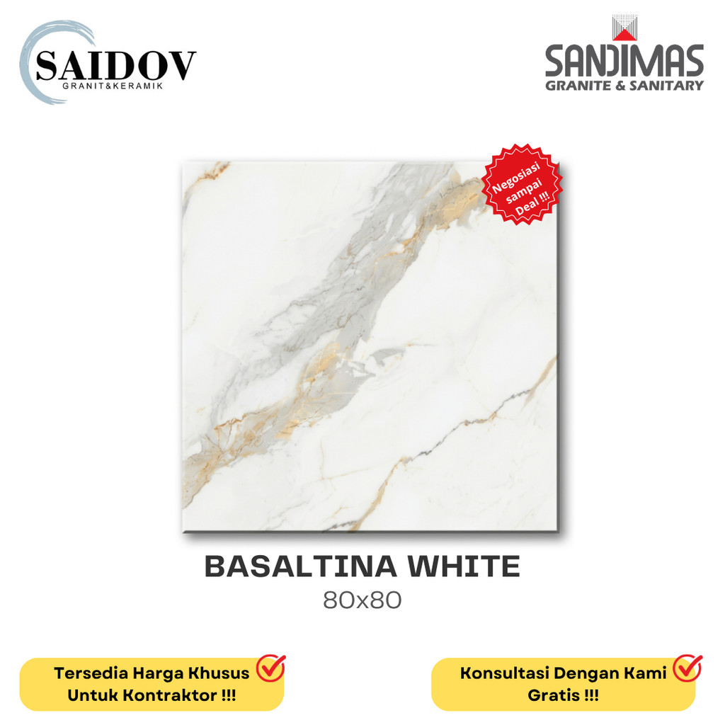 SANDIMAS LANTAI GRANIT BASALTINA WHITE 80X80 POLISHED