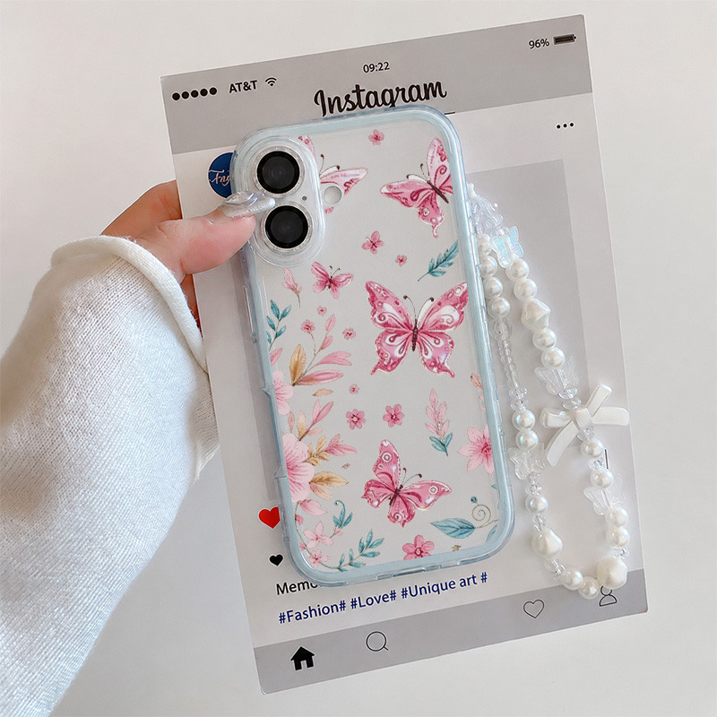 Aesthetic Cewek Kupu-Kupu Pink Casing Oppo Reno 15F A6X A6T A6S Pro 14F A3X A5 2025 A5X A5 Pro A5I P