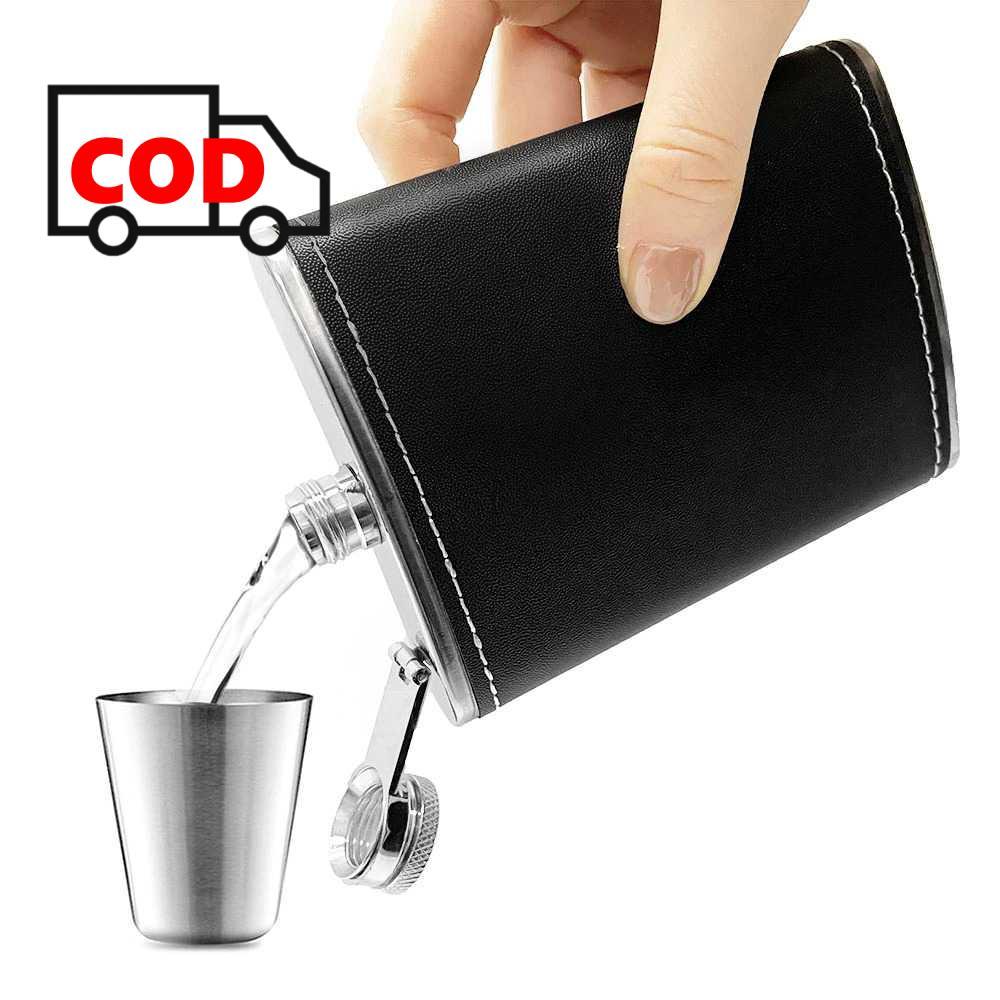 Botol Minuman Hip Flask Wine Whiskey Pipih Gepeng Stainless Retro Vintage Klasik Saku Portable Elega
