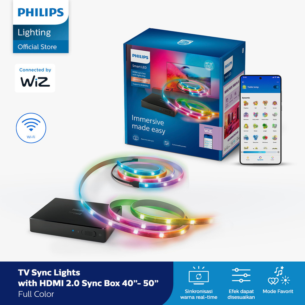 Philips Lampu Smart Wifi HDMI 2.0 Sync box with backlight 40" - 50'' - Lampu TV