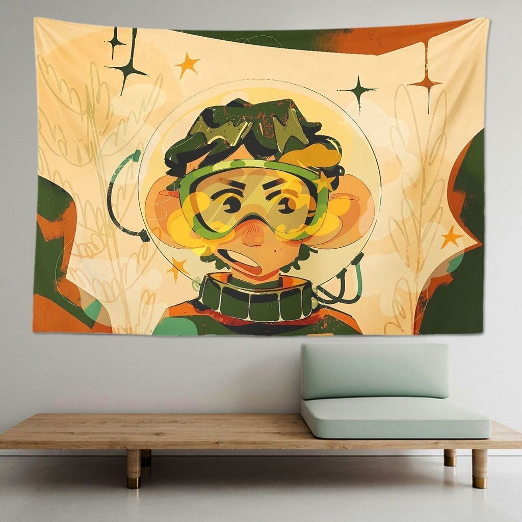 Kain dinding retro kartun, ilustrasi gadis, dekorasi dinding ruang tamu dan kamar tidur, karpet deko