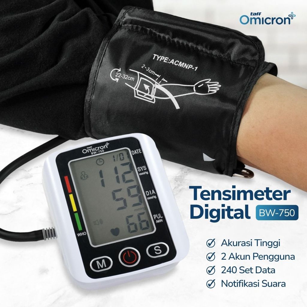 TaffOmicron Tensimeter Digital Pengukur Tekanan Darah Dual Power - BW-750