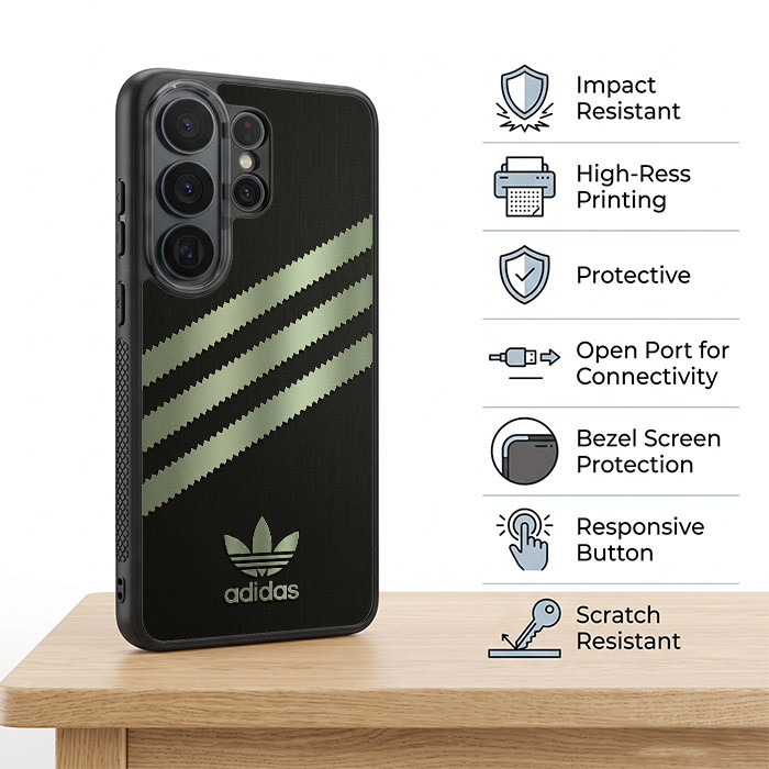 Case Casing Samsung S26 S25 S24 S23 S22 S21 S20 FE Ultra Plus Edge Adidas Serrated Golden Sage AH071