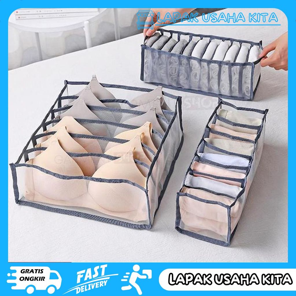 STORAGE BOX UNDERWEAR ORGANIZER TEMPAT PENYIMPANAN CELANA DALAM KAOS KAKI KOTAK BRA BH PRIVASI AMAN