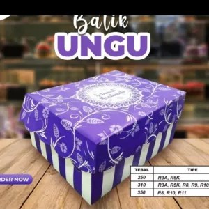 Dus Nasi R10/R11 Motif Batik Ungu / Box Nasi uk 20 x 20 Motif