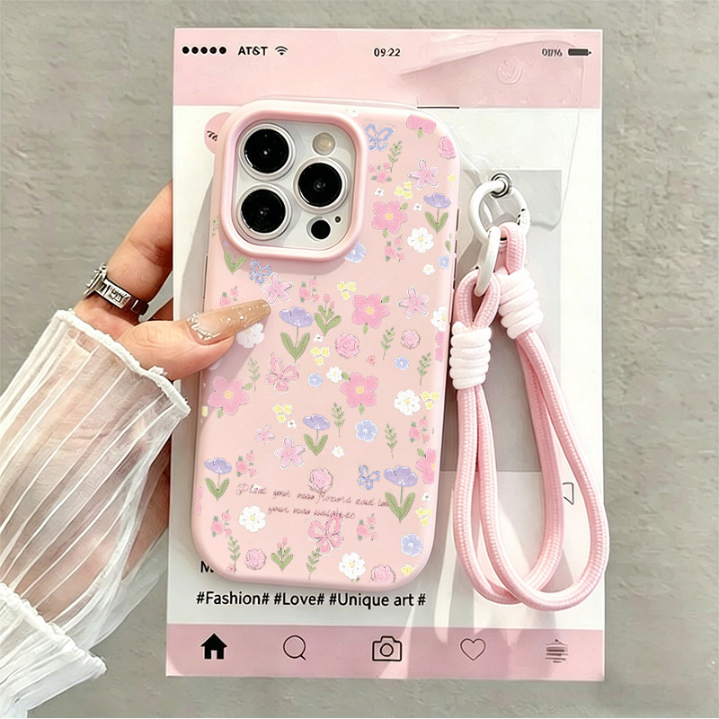 Biru Bunga Soft Doff Case Hp Iphone 17 Pro Max 11 13 15 16 Plus 14 12 Case