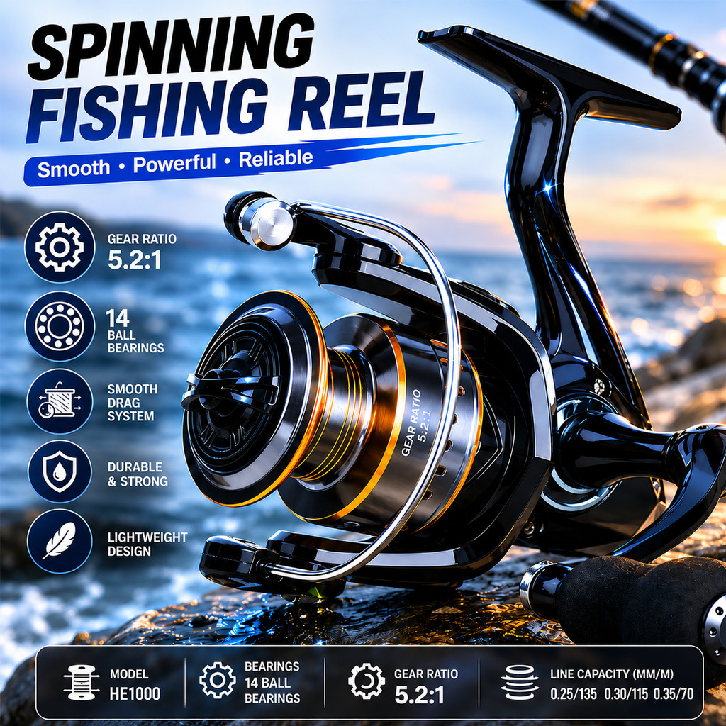 Hei Reel Pancing Spinning Reel 12 KG EVA Plastik Fishing High Quality | Stockist.ID