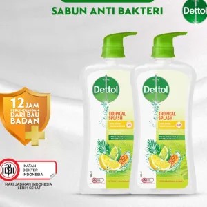 Dettol Tropical Splash Sabun Mandi Cair 950ml Twinpack  Pump 900g