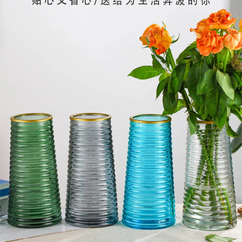 Vas Bunga Kaca Estetik Silinder Tinggi Dekorasi Ruang Tamu Nordic Glass Vase QINTONG QT072