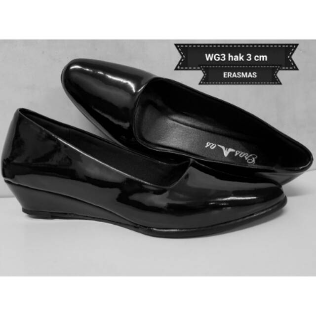 Sepatu Giat Bhayangkari Wedges Kilap 3cm KODE WG3 NANO