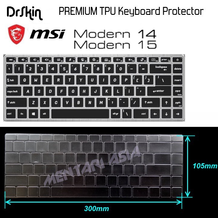Keyboard Protector MSI Modern 15 - DrSkin PREMIUM TPU Clear