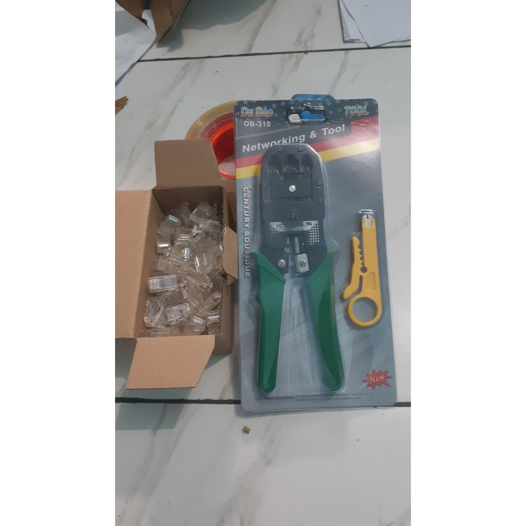 Paket 2in1 Tang Crimping Tool Rj45 Rj11 With Konektor Rj45 isi 100pcs