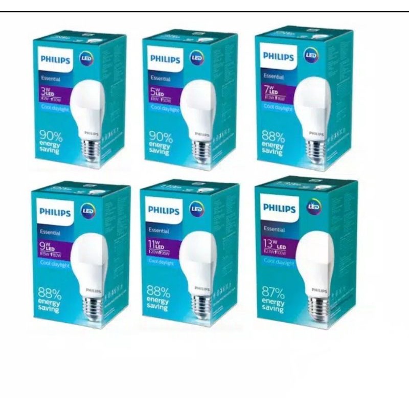 lampu led essential 3w, 5w, 7w, 9w, 11w, 13w philips