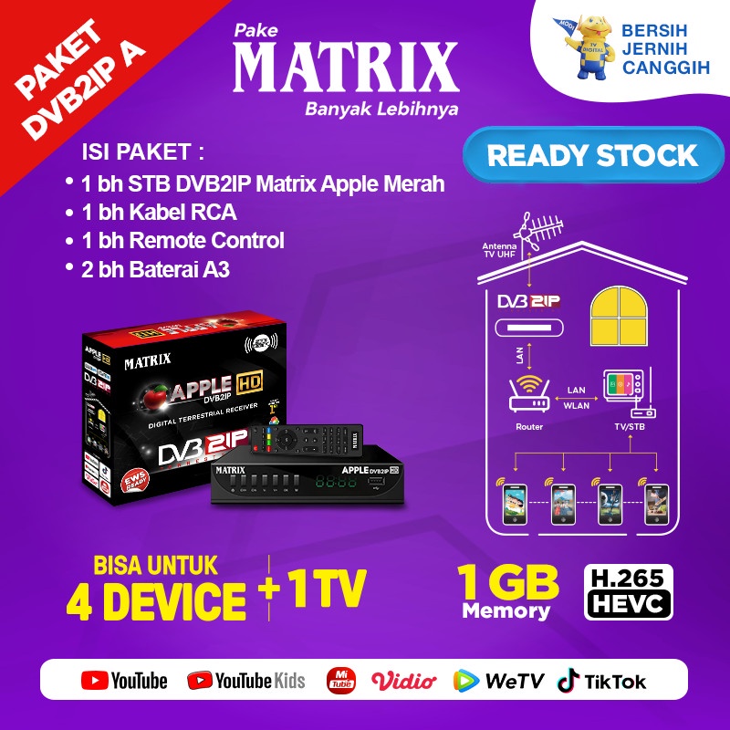 Matrix Garuda DVB-T2 - Set Top Box Silver 512MB RAM 4MB Flash Storage