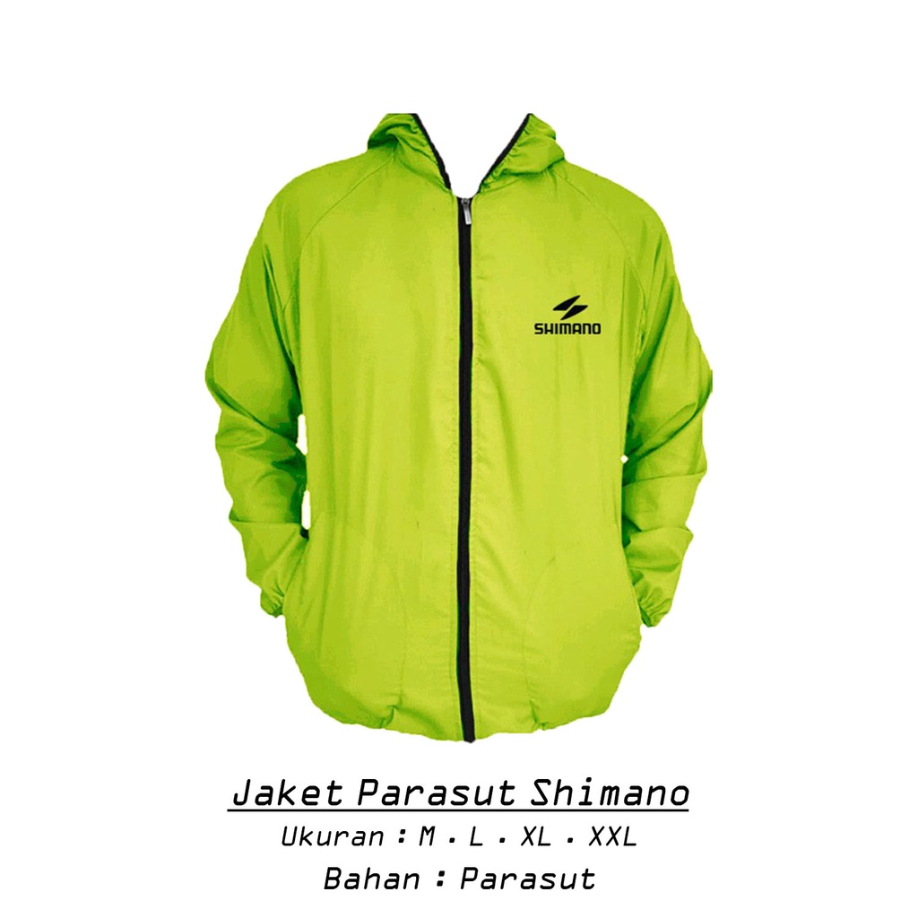 Jaket Parasut Shimano Waterproof Jaket Sauna Parasut Olahraga Running Jogging Mancing Pria Wanita-Stabilo