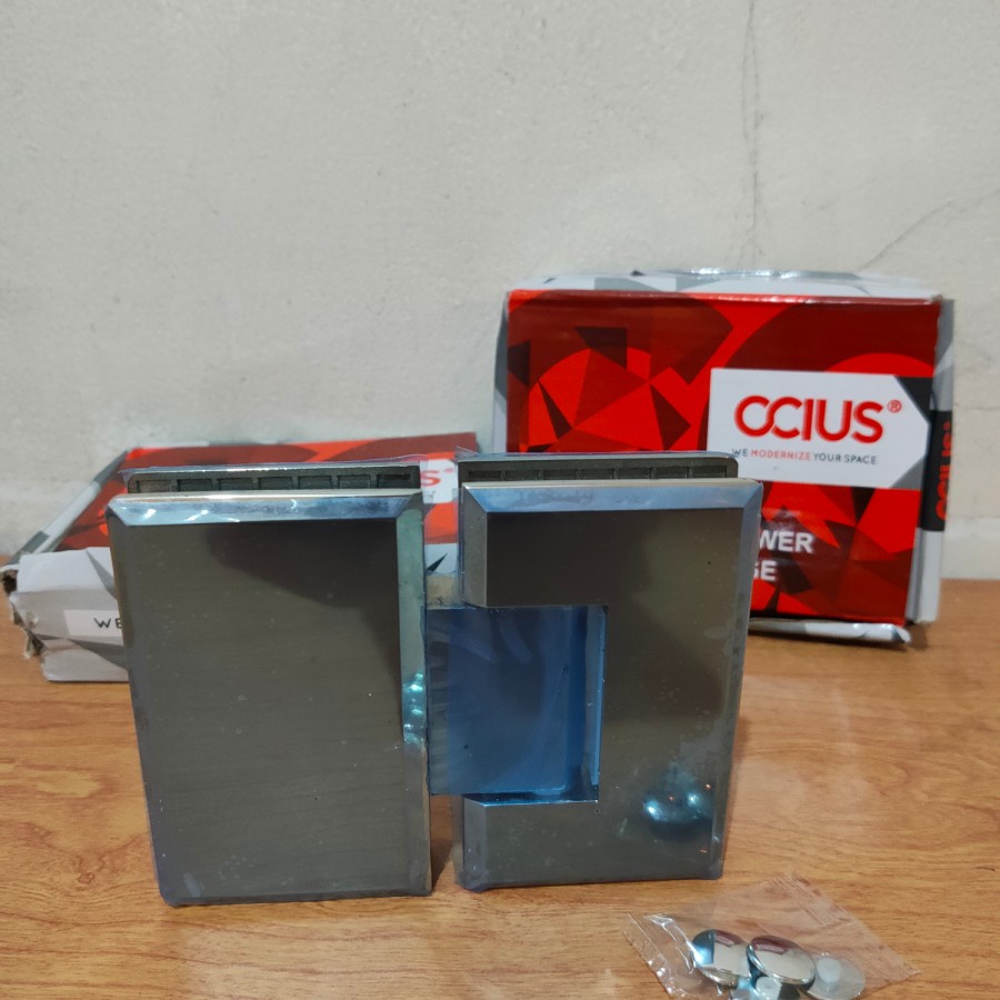 Engsel shower, shower hinges Merk Ocius kaca ke kaca 180 derajat