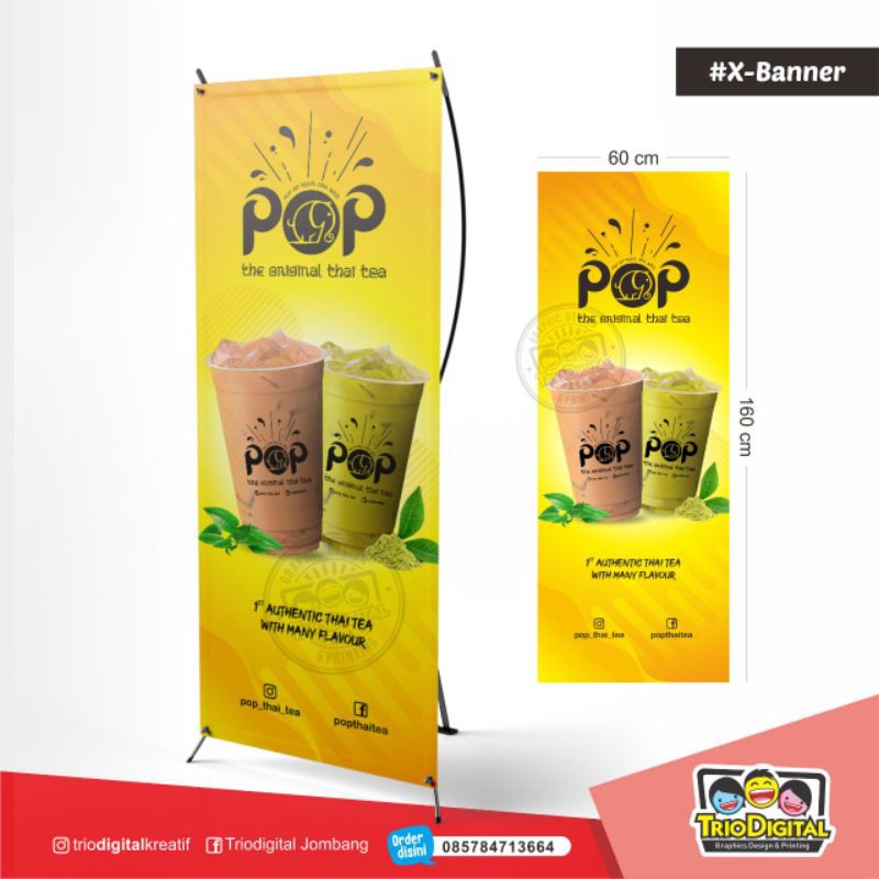 Paket X Banner TERMURAH (X-Banner plus Rangka Penyangga) FREE DESAIN