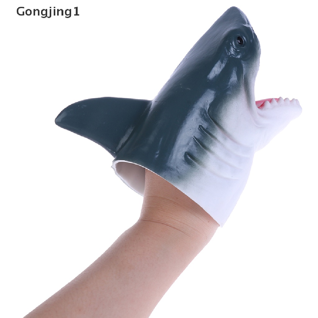 Gongjing1 Mainan Interaktif Boneka Tangan Bentuk Hiu Bahan Karet Lembut