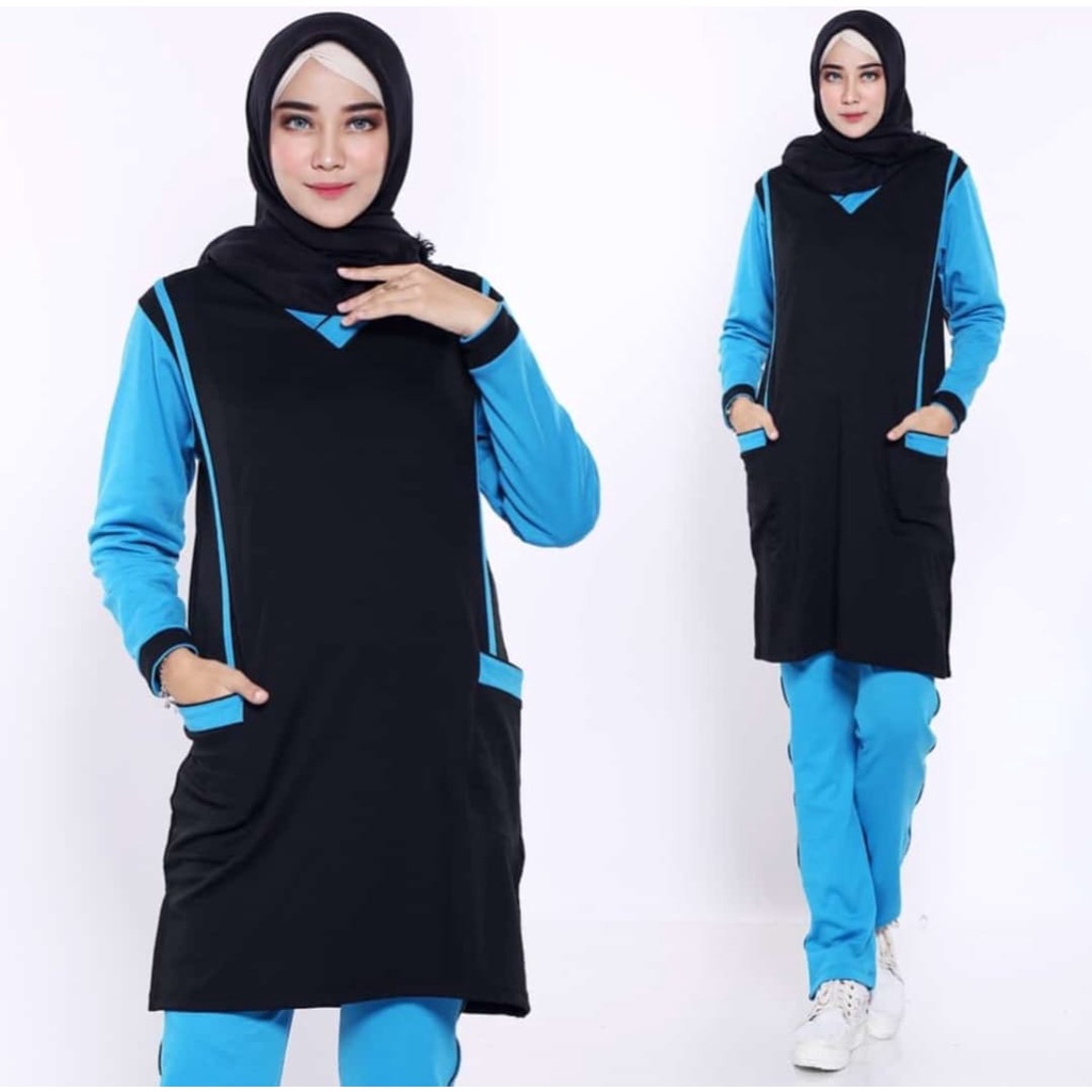 Setelan baju olahraga wanita tunik/muslimahByYovis Sport terbaru murah dan berkualitas/seragam olahraga senam