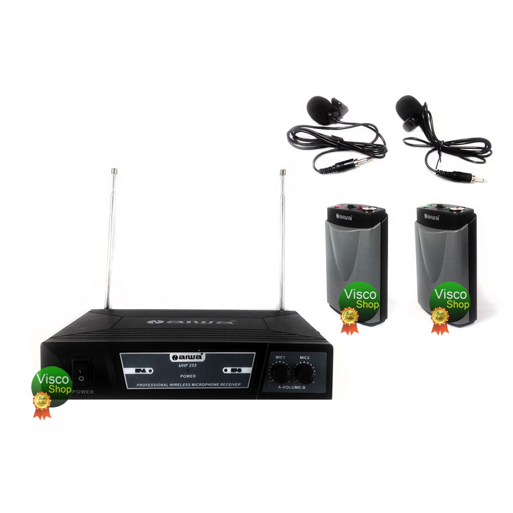 Microphone Wireless Clip On N Aiwa 255 LL double clip on