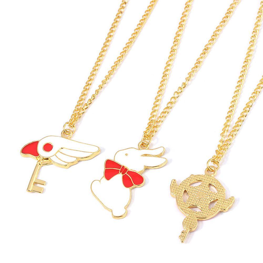 MXBEAUTY Anime Kalung Hadiah Ornamen Perhiasan Hati Gantung Liontin Cardcaptor Sakura Burung Kucing Kelinci Card Captor Necklace