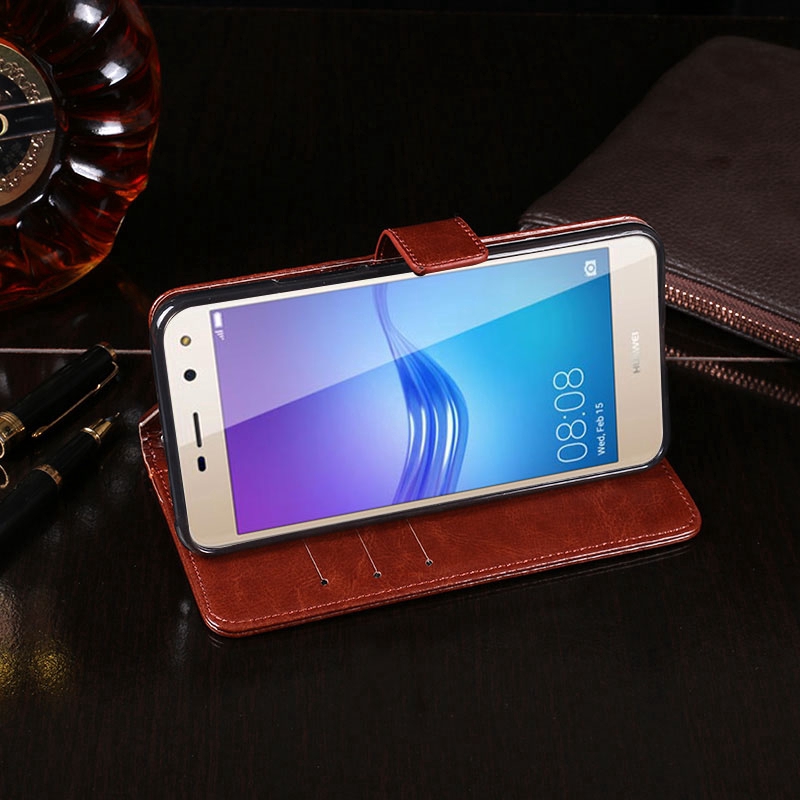 Flip Case Cover Dompet Kulit Dengan Kait Magnetik Untuk Huawei Y5 2018 Y5 Y6 2017